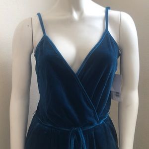 Deep Teal Velvet Jumpuit